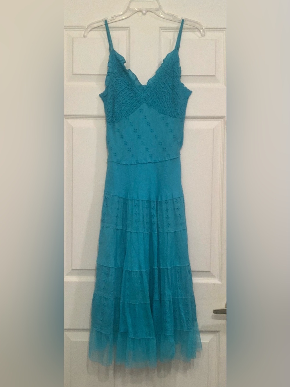 Connected Apparel Turquoise tiered flared fairy core medium dress.          3321
